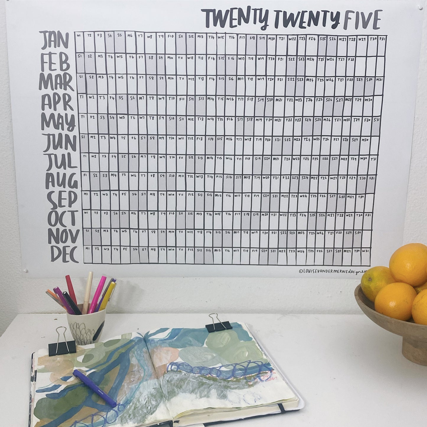 2025 Wall Calendar (Global Weekends) - DIGITAL DOWNLOAD